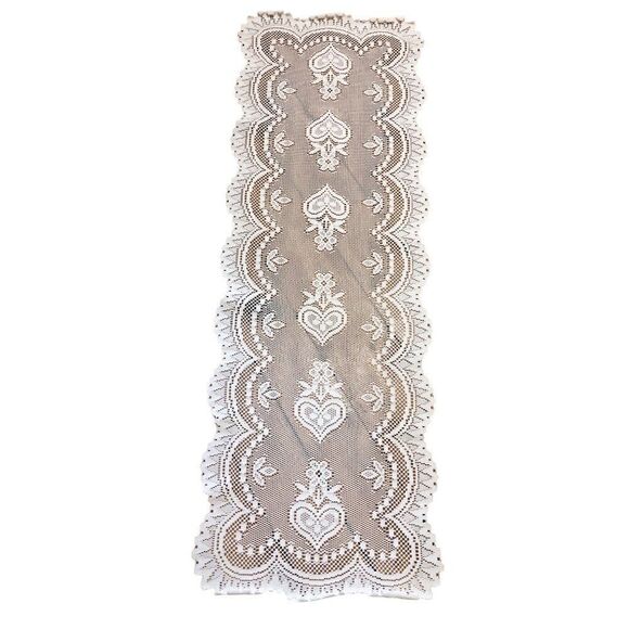 Vintage Lace Table Runner Dresser Scarf Doily Wedding White 16” x 47” - Picture 1 of 3